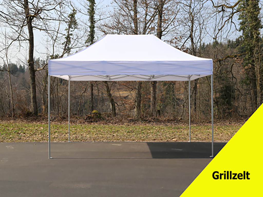 Grillzelt leihen 3×4.5m Weiss