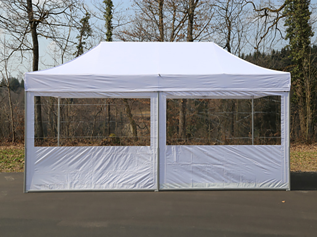 Seitenwand leihen 6m mit Panoramafenster Weiss