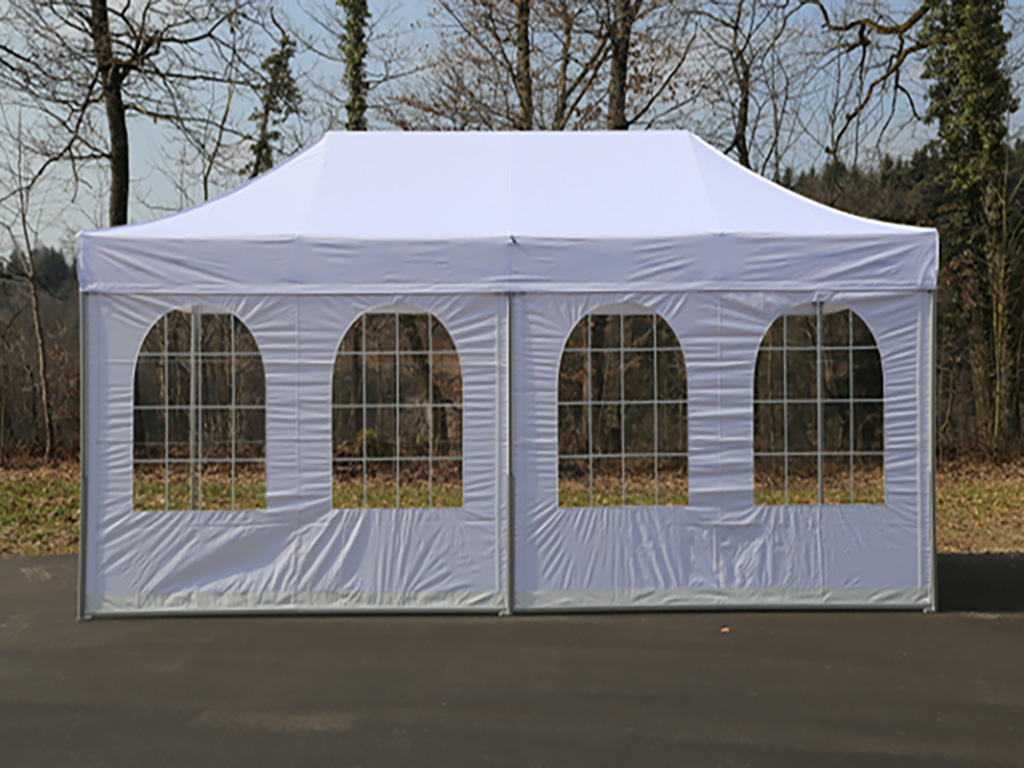 Seitenwand 6m mit Bogenfenster Weiss